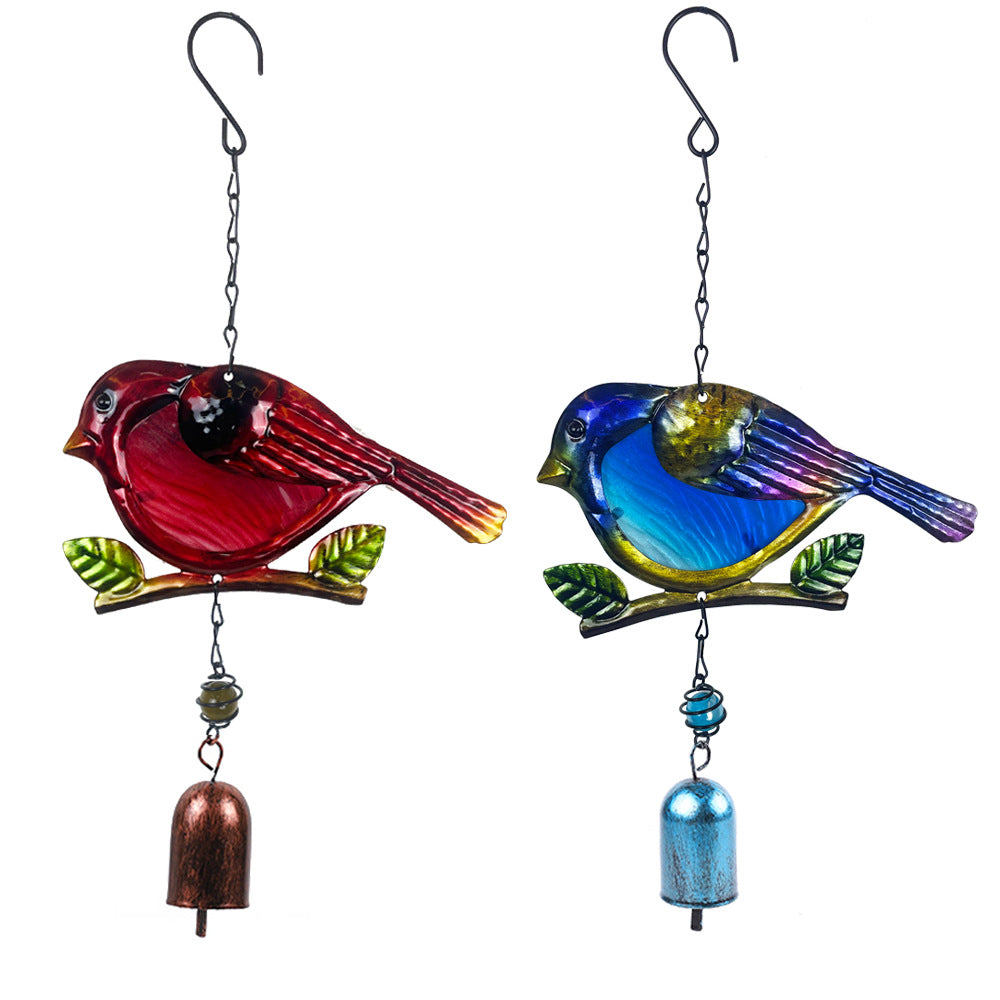 Wholesale Bird Shaped Creative Metal Glass Painted Wind Chime